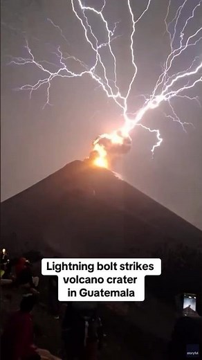 Lightning bolt strikes erupting volcano #shorts