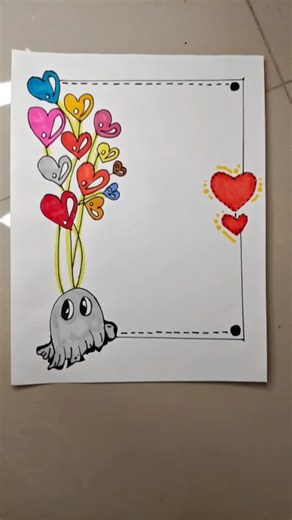 Easy Cute Boarder Design For Project Work Front Page Boarder Design #viral #art