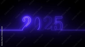 2025 happy new year 2025 animated text new year neon 2025