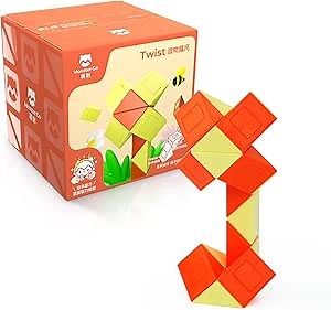 Monster Go Magic Snake Cube, 24 Blocks Mini Snake Speed Cube Twist Puzzle Toys for Kids Teens (Yellow-Orange)
