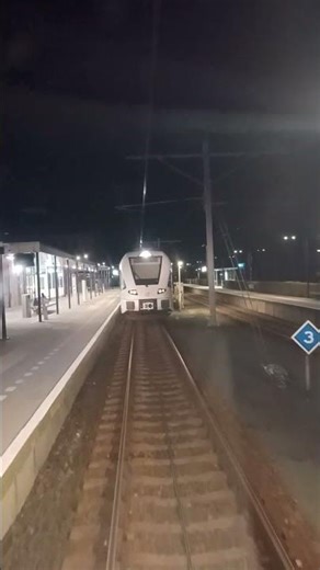 Met de laatste trein van de dag Emmen binnen rijden.