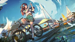 PC Bicycle Girl Selfie Live Wallpaper Free