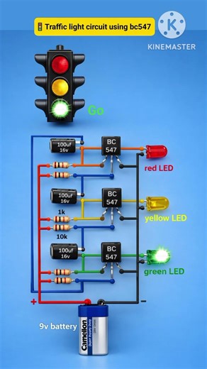 How to Make Traffic Light Using BC547 Transistors 🚦 | No Arduino #Shorts