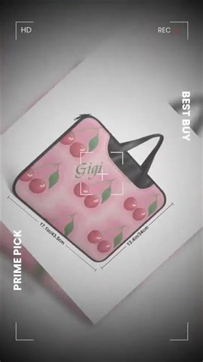 Leather Laptop Bag, 16 Inch Custom Sleeve, PU Office Case Personalized with Pink Cherry