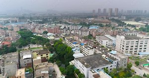 Panorama of the poor Chinese district. Slums in China panorama, video from the drone