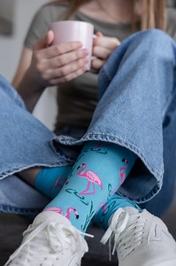 Flamin-go with the flow 🦩 Featured socks: 'Tropical Wader' Bamboo Socks. | Sexy Socks