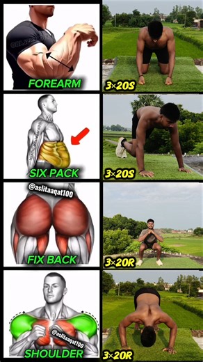 🔥4 Exercises To Build A Strong & Powerful Body 💪 | No Gym Needed! #fullbodyworkout #fitness #viral