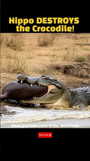 Mom Hippo DESTROYS the Crocodile! #hippo #crocodile #wildlife #animals #wildanimals #animal