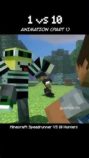 MANHUNT: 1 VS 10 YouTubers (Part 1) #minecraft #animation