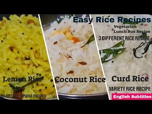 3 Different Rice Recipes l Quick Lunch Recipe l 10 Min Variety Rice Recipes in Tamil