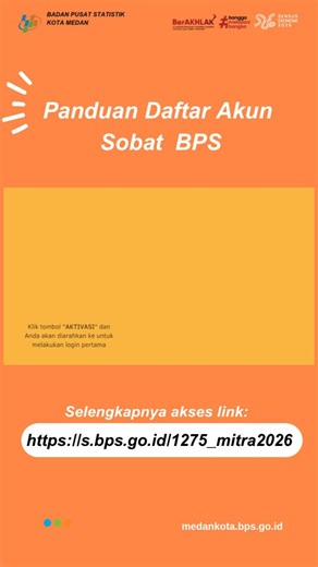 BPS Kota Medan | Halo Sobat Data! Masih bingung cara registrasi Mitra BPS 2026? Yuk, ikuti panduannya, untuk informasi selengkapnya silahkan akses... | Instagram
