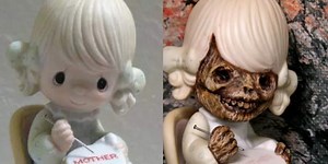 This Artist Turns Precious Moments Figurines Into the Most Terrifying Sculptures