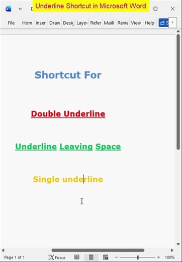 Underline Shortcuts for Word Document #mswordshortcuts #msword #mswordforbeginners