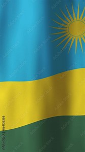 Waving Flag of Rwanda, Vertical Fill Video, HD Animated Background. National Rwandan Flag Moving Cloth Motion Graphics, Seamless Loop for Backgrounds, Social Media, and Screens