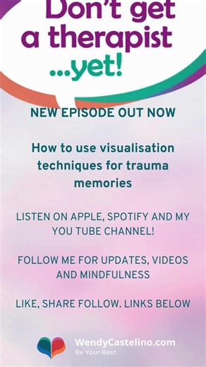 It is important to carry out visualisation techniques safely when dealing with past trauma. In my latest episode of Don't Get a Therapist Yet, I talk about how this technique can be carried out safely and why it is a great tool for dealing with trauma memories. Listen here https://bit.ly/4b2CbAJ https://bit.ly/3WXlt00 https://bit.ly/3WBEmp2 #trauma #therapy #visualisation #emdr #traumatherapy #podcast #newepisode #emdrtherapy #therapist #ptsd #wendycastelino #copingtechniques | Mind Matters UK