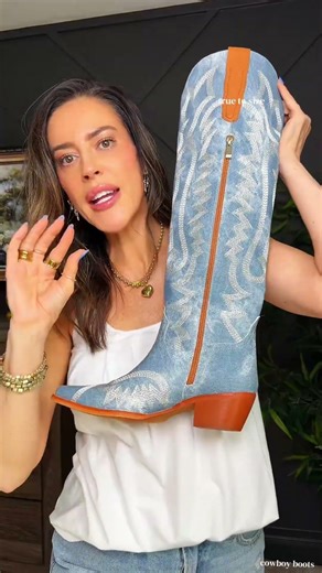 knee high cowboy boots denim like material & come in different colors