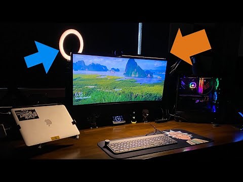 Quntis Monitor Light Bar + AFI Ring webcam light - Desk Productivity Light Setup Review