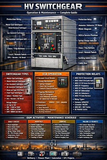 HV Switchgear Operation & Maintenance | VCB | Protection Relay | Refinery Substation Guide