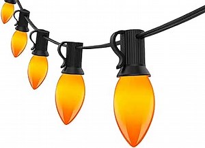 C9 LED Orange Halloween Lights, 25FT Halloween C9 String Lights with 27 Orange LED Bulbs, Hanging Decoration Light for Outdoor Indoor Patio Home Party Garden Yard-Black Wire