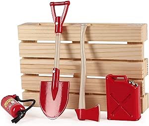 1/10 RC Scale Accessories, RC Body Decoration Metal Fire Extinguisher Axe Shovel Jerry Can 5 in 1 Set for 1:10th RC Vehicles RC Crawler Truck Car SCX10 D90 TRX4
