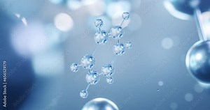 Benzene, rotating 3D model of aromatic hydrocarbon under a microscope, seamless looped video, molecular structure with selective focus