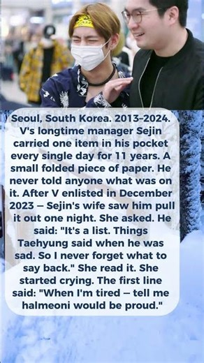 What V's Manager Carried in His Pocket for 11 Years Will Wreck You
