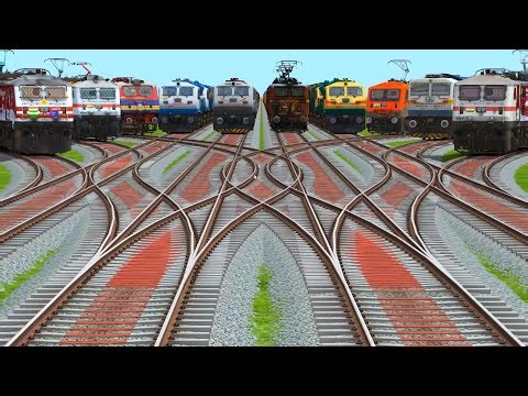 🔟Trains Crossing By Curves Branches Railroad Tracks || types of railroad crossings bells || train