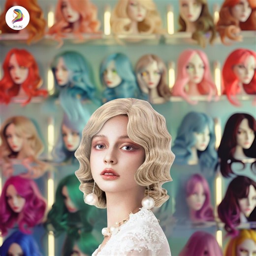 Blonde Finger Wave Wig for Women, 1920s Vintage Wavy Hair, Short Retro Synthetic Wig, Elegant Party & Cosplay Style - Etsy