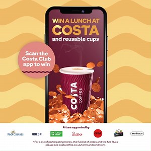 Millions of prizes to be won! To enter, download the Costa Club app then scan every time you buy in store or at Costa Express. Download the app now and register today 📱 https://swf3j.app.goo.gl/77aUE | Costa Coffee