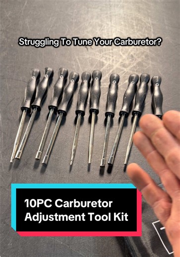 Make small engine maintenance easier with this 10-piece Carburetor Adjustment Tool Kit. Designed for trimmers, weed eaters, chainsaws, and other 2-cycle engines, these precision screwdrivers help you tune carbs quickly and accurately. Compact and durable, it’s perfect for garage work, outdoor projects, and DIY repairs. Stock is limited — grab yours before it’s gone! #SmallEngineTools #MechanicTools #DIYRepair #carburetor #tiktokshopcreatorpicks