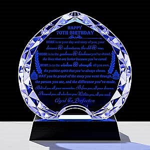 70th Birthday gifts for Women Men with LED Light - Crystal Heart Gifts Personalized 1956 70 Year Old Birthday Present For Her Him - Happy 70th Birthday Gifts Ideas For Mom Dad Unique