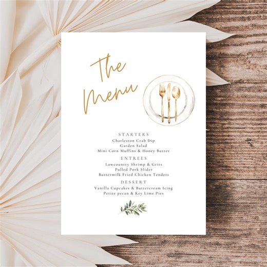 Elegant Dinner Menu, Minimalist Menu Card, Dinner Party Menu Template, Rehearsal Dinner Menu, Watercolor Menu, Vintage Wedding Menu Card - Etsy UK