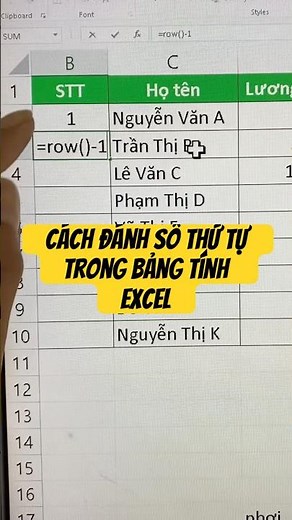 Cách đánh số thứ tự trong bảng tính Excel #excel #exceltips #microsoftexcel