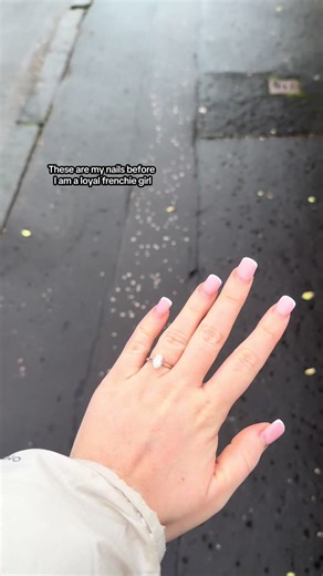 First trial of potential bridal nails … what do we think?? I am unconvinced! I normally always just get plain French so don’t know if it just seems strange changing it up 😂 #2026bride #wedding