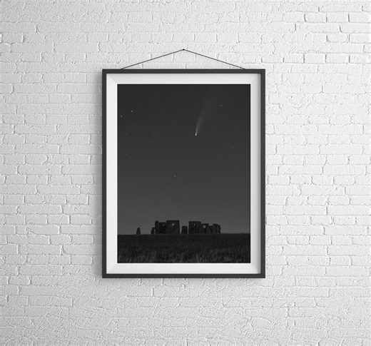 Comet Neowise Over Stonehenge Print: Black and White Night Sky Art - Etsy