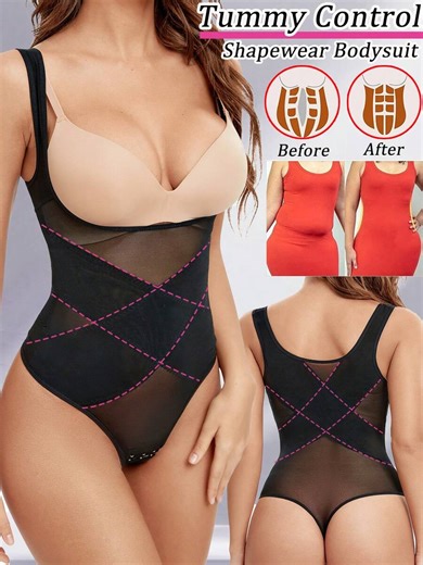 Tummy Control Shapewear Thong Bodysuit For Women Abdomen Compression Underwear Undershirts Body Shaper Shaping Tank Top Under The Dress Girdle Corset | SHEIN USA