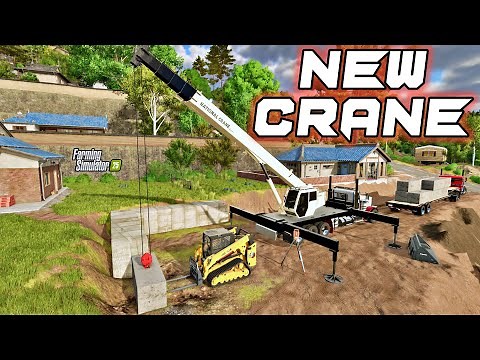🏗 Farming Simulator 25 | New Truck Crane Mod | Retaining Wall Build & Concrete Block Unloading
