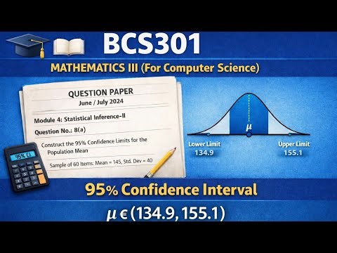 95% Confidence Limits for Mean | Large Sample | BCS301 Mathematics III | VTU