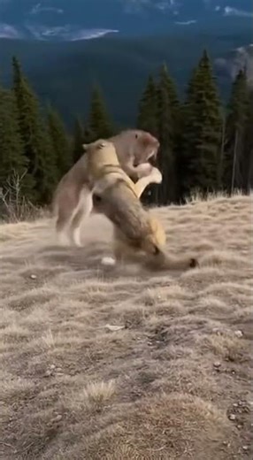 Wolf Attacks Mountain Lion - Watch What Happens Next #bigcats #wolf #animalshorts #naturebattle #1v1
