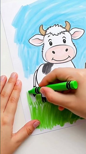 Baby Cow Coloring 🐄 | Crayons Coloring Animation for Kids | Satisfying Art