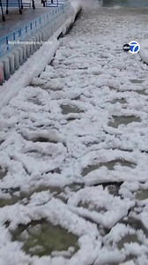 18K views · 140 reactions | Mesmerizing ice formations were seen on Lake Michigan amid frigid temperatures this week. Drone video from southwest Michigan features shelf ice and ice pancakes. | ABC 7 Chicago | Facebook