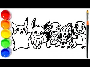 How to draw Pokemon | Pikachu, Eevee, Bulbasaur, Charmander, Squirtle | Poekmon Drawing