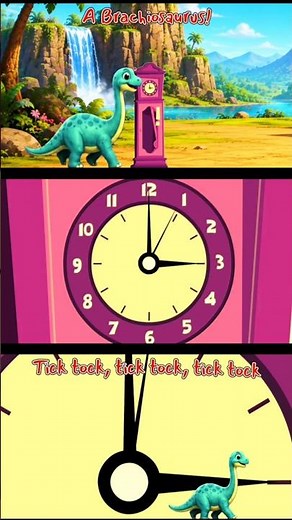 Brachiosaurus Pushes the Clock Dinosaur Song for Kids Fun Toddler Video
