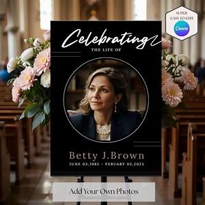 Modern Funeral Welcome Sign: Memorial Poster, Canva Template (digital Download) - Etsy