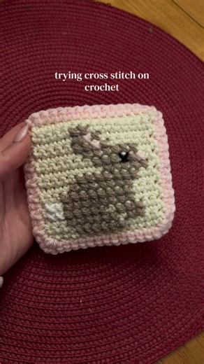 Crocheted by K on Instagram: "tried cross stitching on crochet for the first time! made a little bunny 🐰🫶🏼 #crochet #crocheting #crossstitch #craft #crafting"
