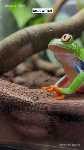 The Red-Eyed Tree Frog met its match when the Assassin Bug used its lethal beak. A true clash for swamp territory survival. #TreeFrog #AssassinBug #NatureClash #InsectEncounter #WildlifeSurvival ⚙️ AI-generated nature dramatization — no real creatures involved. | Insects Apex