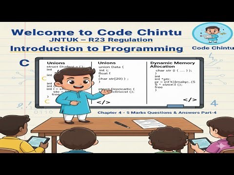 JNTUK R23 | C Programming UNIT-4 Part-4 | Unions, DMA & Pointers | 5 Marks Q&A | Telugu