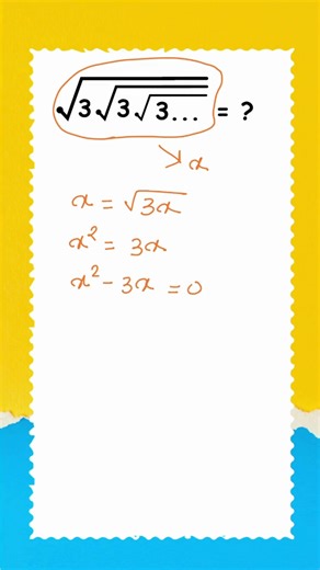 Solve √3√3√3… in Seconds! 🤯 Amazing Math Trick You Must Know #shorts