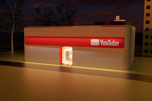 YouTube Café Experience — 3D Render Walkthrough