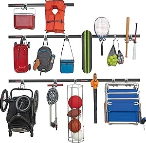 Rubbermaid 20-Piece FastTrack Garage Wall-Mounted Storage Kit 5 Rails and 15 Hooks for Home/House/Tool/Sports/Utility Purposes